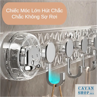 Thanh Móc Nam Châm 5 Móc Dùng Treo Đồ Đa Năng Không Cần Ốc Vít Khoan Tường, Thanh 5 Móc Chân Không