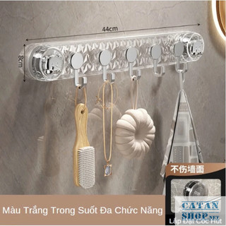 Thanh Móc Nam Châm 5 Móc Dùng Treo Đồ Đa Năng Không Cần Ốc Vít Khoan Tường, Thanh 5 Móc Chân Không