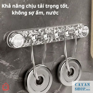 Thanh Móc Nam Châm 5 Móc Dùng Treo Đồ Đa Năng Không Cần Ốc Vít Khoan Tường, Thanh 5 Móc Chân Không