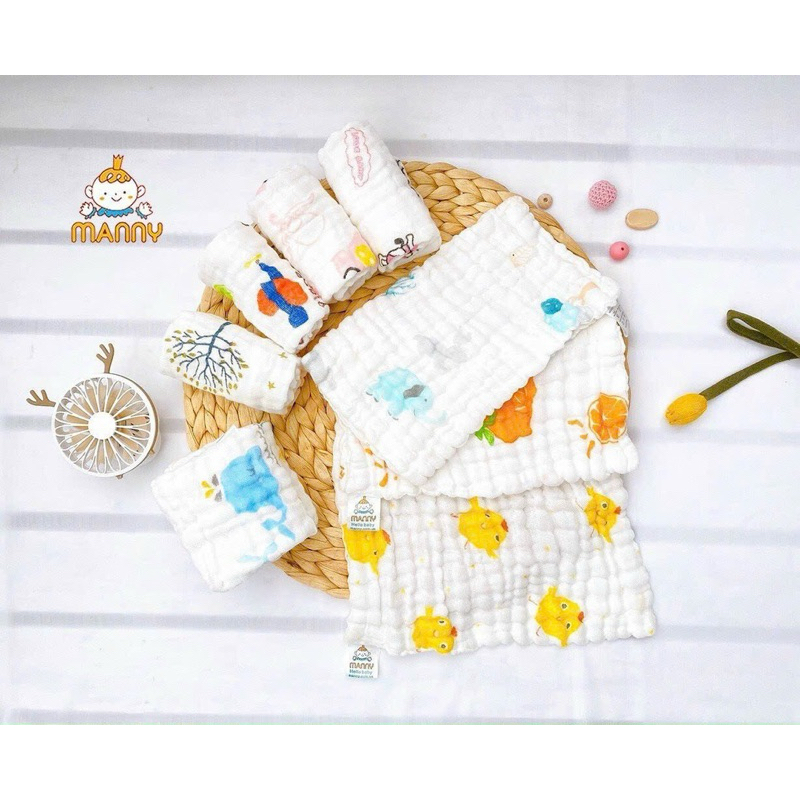 Sét 5 khăn sữa nhăn Manny cao cấp cho bé yêu