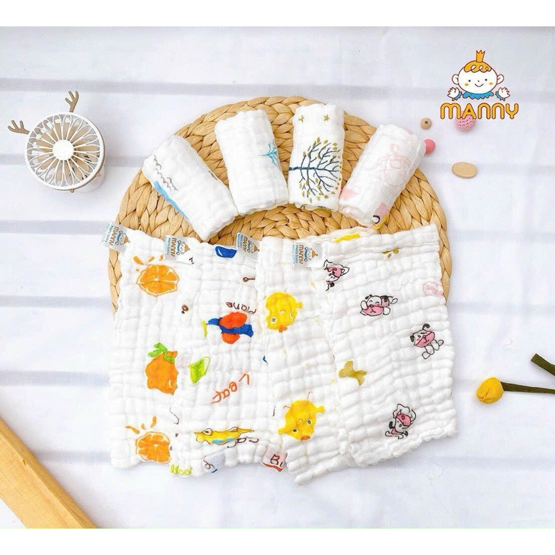 Sét 5 khăn sữa nhăn Manny cao cấp cho bé yêu