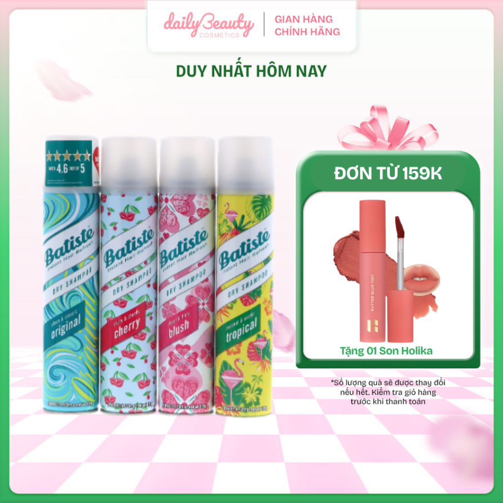 Ảnh Dầu Gội Khô Batiste Dry Shampoo Thơm Mát, Bồng Bềnh 200ml Daily Beauty 1