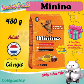 Hạt Minino Yum Hải Sản, Cá Hồi, Mực , Cá Ngừ [ 350g - 480g ] -  Thức Ăn Hạt Cho Mèo Mọi Lưới Tuổi