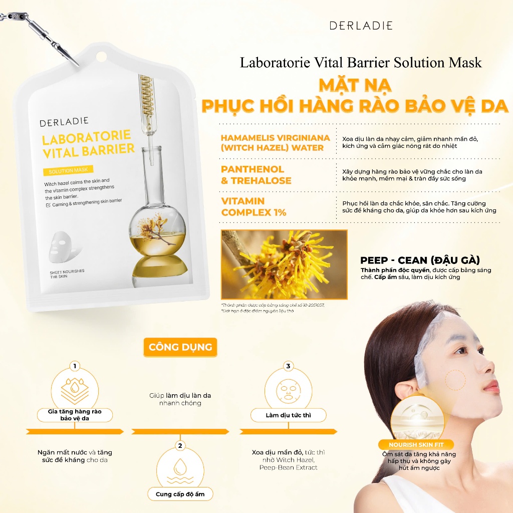Ảnh Combo 10 Mặt Nạ Hỗ Trợ Phục Hồi Hàng Rào Bảo Vệ Da DERLADIE LABORATORIE VITAL BARRIER SOLUTION MASK 30ml x 10 1