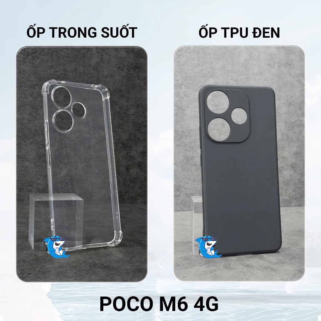 Ốp lưng Poco M6 Pro 4G bảo vệ cam điện thoại toàn diện cạnh vuông nhựa dẻo tpu bibi glass