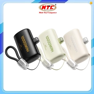 Cục trữ điện mini 10000 WK Design WP-113 lõi pin 21700, In/Out PD 20W Kèm cáp 2 đầu