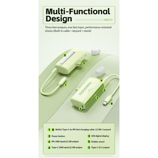 [CHỨNG NHẬN CCC] Cục trữ điện mini 10000 WK Design WP-113 lõi pin 21700, In/Out PD 20W Kèm cáp 2 đầu