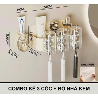 Kệ để đựng bàn chải đánh răng có kèm cốc và bộ nhả kem
