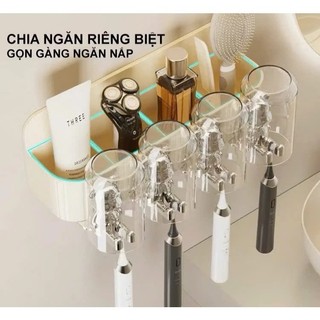 Kệ để đựng bàn chải đánh răng có kèm cốc và bộ nhả kem