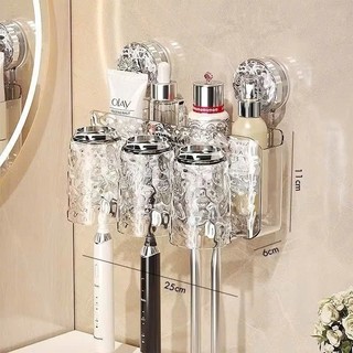 Kệ để đựng bàn chải đánh răng có kèm cốc và bộ nhả kem