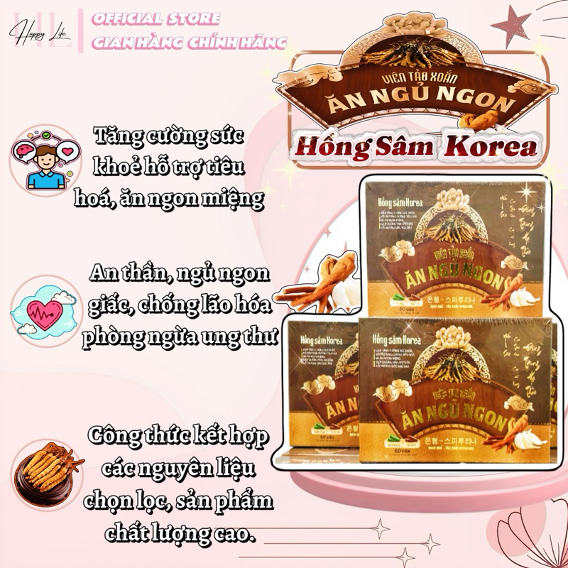 ✅[Chính hãng] Viên Tảo xoắn ăn ngủ ngon Hồng Sâm Korea hỗ trợ an thần, tăng cường sức khỏe, giảm mệt mỏi