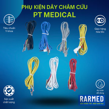 Phụ kiện máy châm cứu dây châm cứu PT Mecial đầu cá sấu - Chuôi tròn dẹp / Nhiều màu