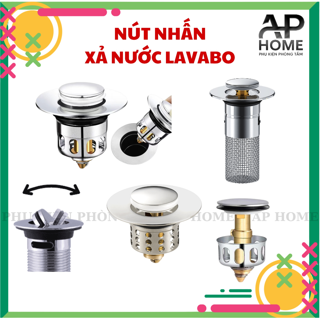 Nút nhấn xả chặn nước lavabo – Bộ Xả Lavabo Chất Liệu Đồng thau và inox ...