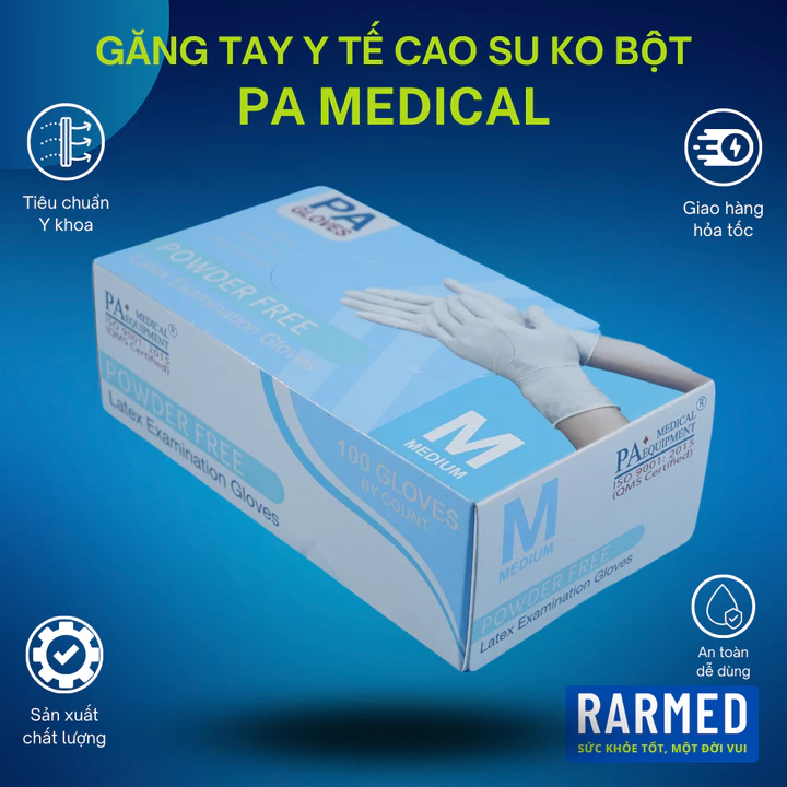 Găng tay y tế không bột PA Medical, găng tay cao su y tế vô trùng - Tùy chọn