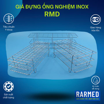 Giá đựng ống nghiệm inox RMD khay đựng ống xét nghiệm y tế - Nhiều cỡ