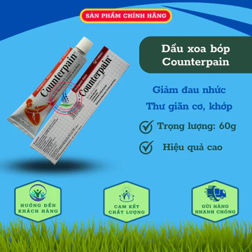 Dầu Thái Lan - Dầu xoa bóp Counterpain, nóng, màu đỏ, tuýp 60g. Hỗ trợ giảm đau nhức cơ xương khớp, hiệu quả nhanh.