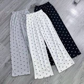 Quần Suông Ống Rộng Họa Tiết Nơ, Chất Vải Lụa Thêu  Hàn Quốc ,Mát Lạnh Thoáng Khí -Mã 002