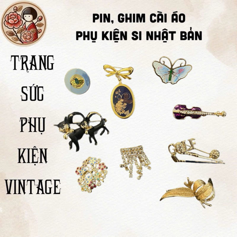 Pin ghim trâm cài áo màu vàng, kích thước nhỏ - Phụ kiện si Nhật Bản ...