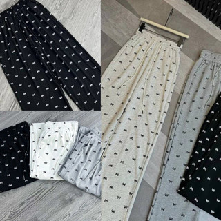Quần Suông Ống Rộng Họa Tiết Nơ, Chất Vải Lụa Thêu  Hàn Quốc ,Mát Lạnh Thoáng Khí -Mã 002