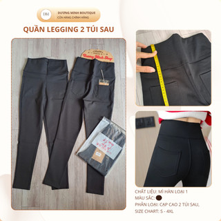 Quần legging cạp cao 11cm 2 túi sau – Chất mì Hàn co giãn tốt, ôm dáng, tôn vòng eo, che khuyết điểm