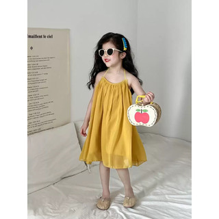 SẴN 120,130,140-(order quảng châu) váy maxi cổ yếm buộc, hở lưng sexy cho bé gái