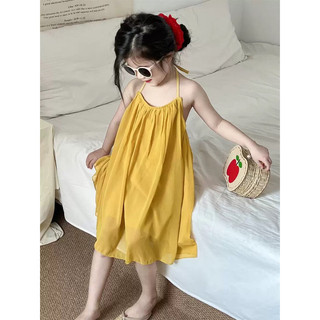 SẴN 120,130,140-(order quảng châu) váy maxi cổ yếm buộc, hở lưng sexy cho bé gái