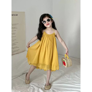 SẴN 120,130,140-(order quảng châu) váy maxi cổ yếm buộc, hở lưng sexy cho bé gái
