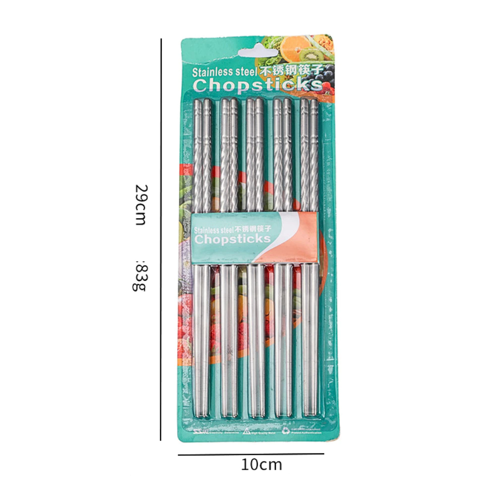 5 đôi đũa xoắn, Đũa Inox 304 Chống Trượt, chống bỏng, chống ẩm mốc, chống cong vênh dễ dàng vệ sinh