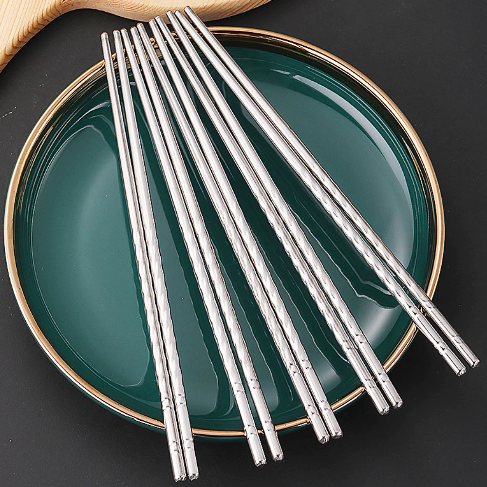 5 đôi đũa xoắn, Đũa Inox 304 Chống Trượt, chống bỏng, chống ẩm mốc, chống cong vênh dễ dàng vệ sinh