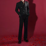 Áo Blazer 6 Cúc Đen Ngọc Phối Lót Gấm Đỏ Cao Cấp - Wanes DB Blazer, Đệm Vai Dày, Chiết Eo Tôn Dáng, Đứng Form — ảnh 4