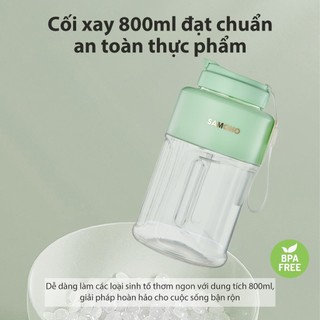 (BH 1 năm) Máy Xay Sinh Tố Cầm Tay Mini Samono SW-Y10 pin 2600mAh, 60W, Nhỏ Gọn Dung Tích 800ml, dao 8 cánh, 2 nắp