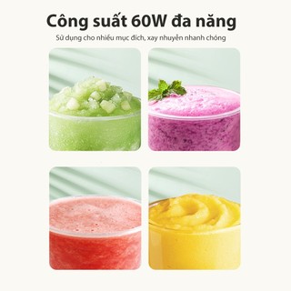 Máy Xay Sinh Tố Cầm Tay Mini Samono SW-Y10 Sạc Tích Điện 2600mAh, 60W, Nhỏ Gọn Dung Tích 800ml, dao inox 8 cánh, 2 nắp