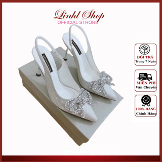 Giày cao gót mũi nhọn nơ đá sang chảnh đế 7cm.nhũ bạc hàng loại1 mã 110