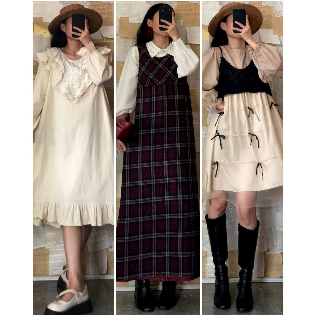 [update tháng 3.2026] Đầm váy vintage dáng dài hoạ tiết hoa nhí hai lớp dày dặn, nhiều kiểu, được chọn mẫu