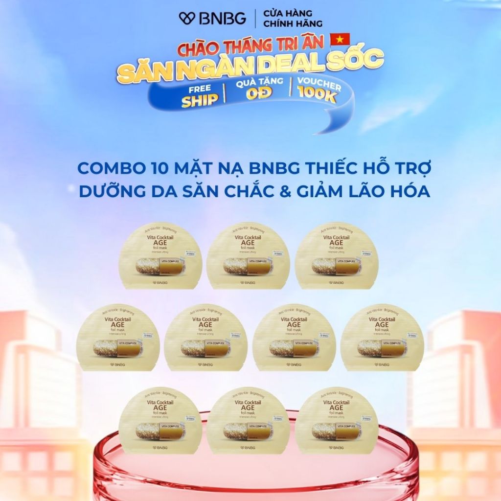 Ảnh Combo 10 Mặt Nạ BNBG Hỗ Trợ Chống Lão Hóa, Giảm Nếp Nhăn BNBG Vita Cocktail Age Foil Mask 30mlx10 1