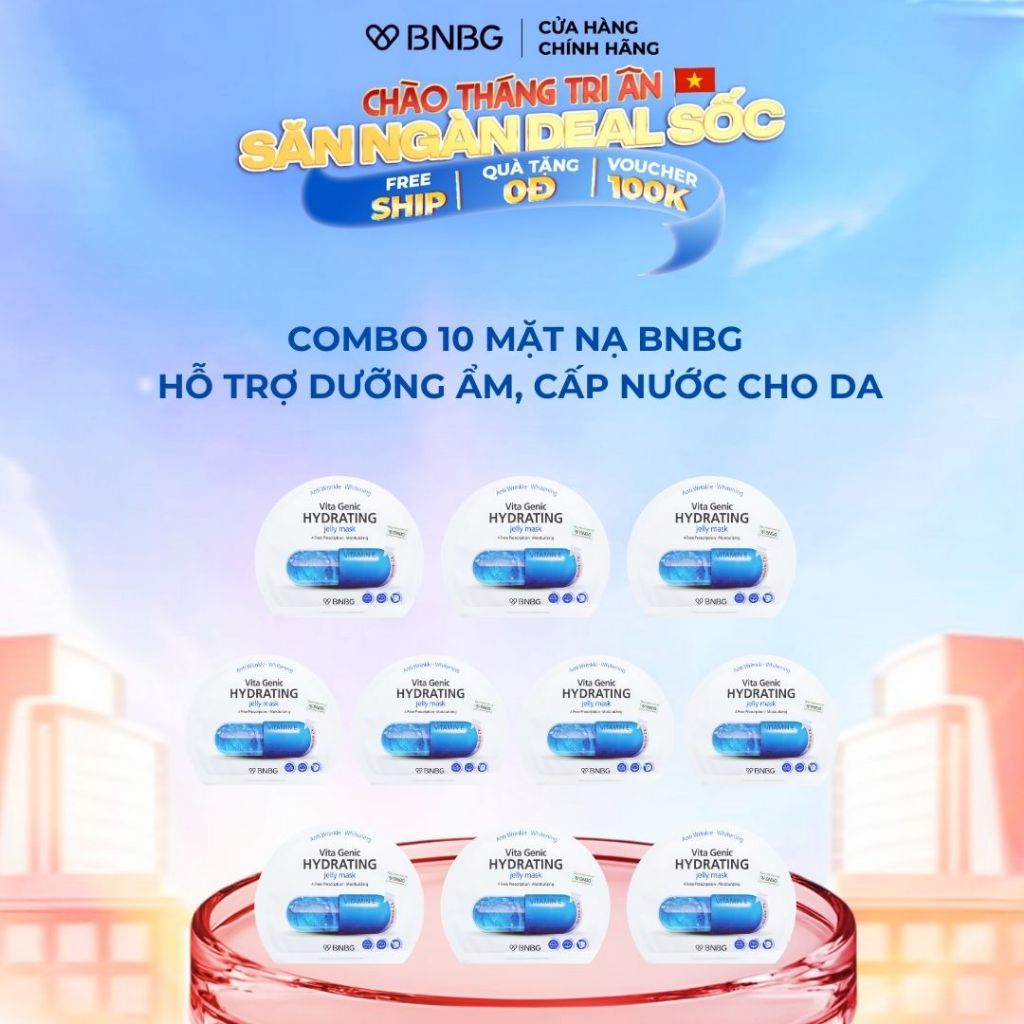 Ảnh Combo 10 Mặt Nạ BNBG Hỗ Trợ Dưỡng Ẩm, Cấp Nước BNBG Hydrating Vita Genic Jelly Mask 30mlx10 1