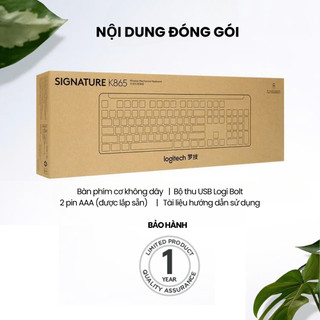 Bàn phím cơ không dây Logitech K865 Layout Fullsize 104 phím Thiết kế văn phòng gõ êm không ồn vỏ kim loại cao cấp
