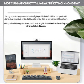 Bàn phím cơ không dây Logitech K865 Layout Fullsize 104 phím Thiết kế văn phòng gõ êm không ồn vỏ kim loại cao cấp