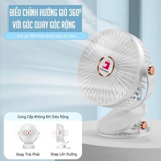Quạt tích điện kẹp bàn mini để bàn có đèn led pin 10000 MHA