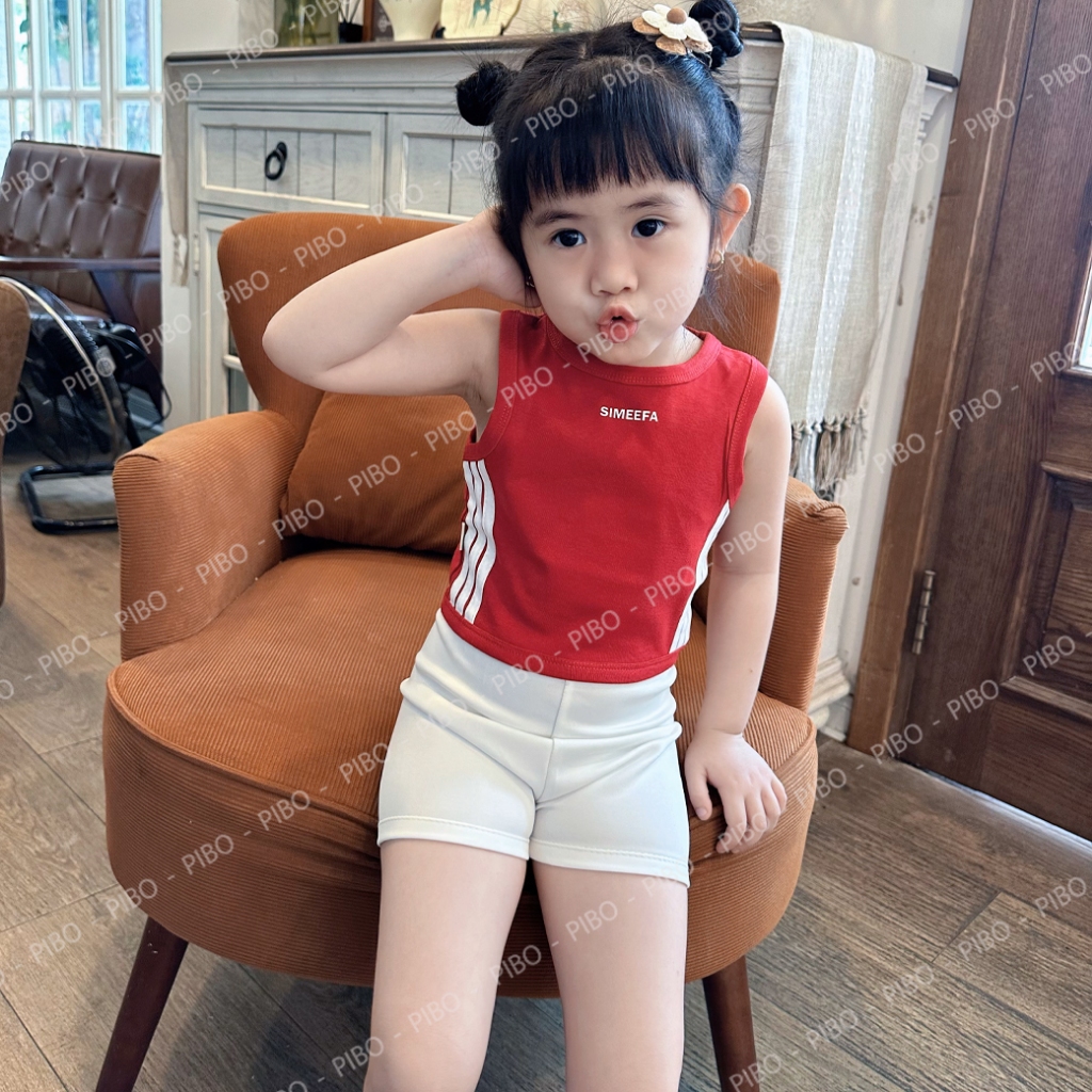 Ảnh Áo Croptop Sát Nách Bé Gái Viền Sọc Thể Thao, Dễ Phối Đồ Màu Sắc Đáng Yêu - BabyBoo- PiBo Store-BLS 3