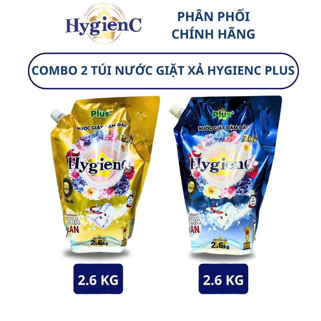 Ảnh Combo 2 Túi Nước Giặt Xả Đậm Đặc HygienC Plus 2.6Kg/Túi Hương Nước Hoa - Hàng Chính Hãng 2
