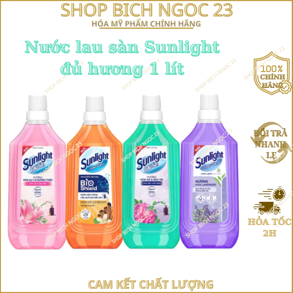 Nước Lau Sàn Sunlight Thiên Nhiên Sả Chanh chai 1kg (Đủ Hương)