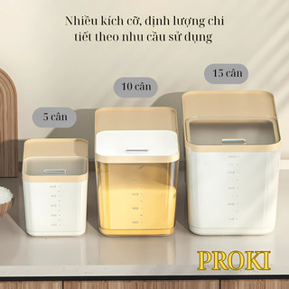 Thùng Đựng Gạo Thông Minh Chống Ẩm Côn Trùng Proki PKS 5kg - 10kg - 15kg Chất Liệu Nhựa Cao Cấp