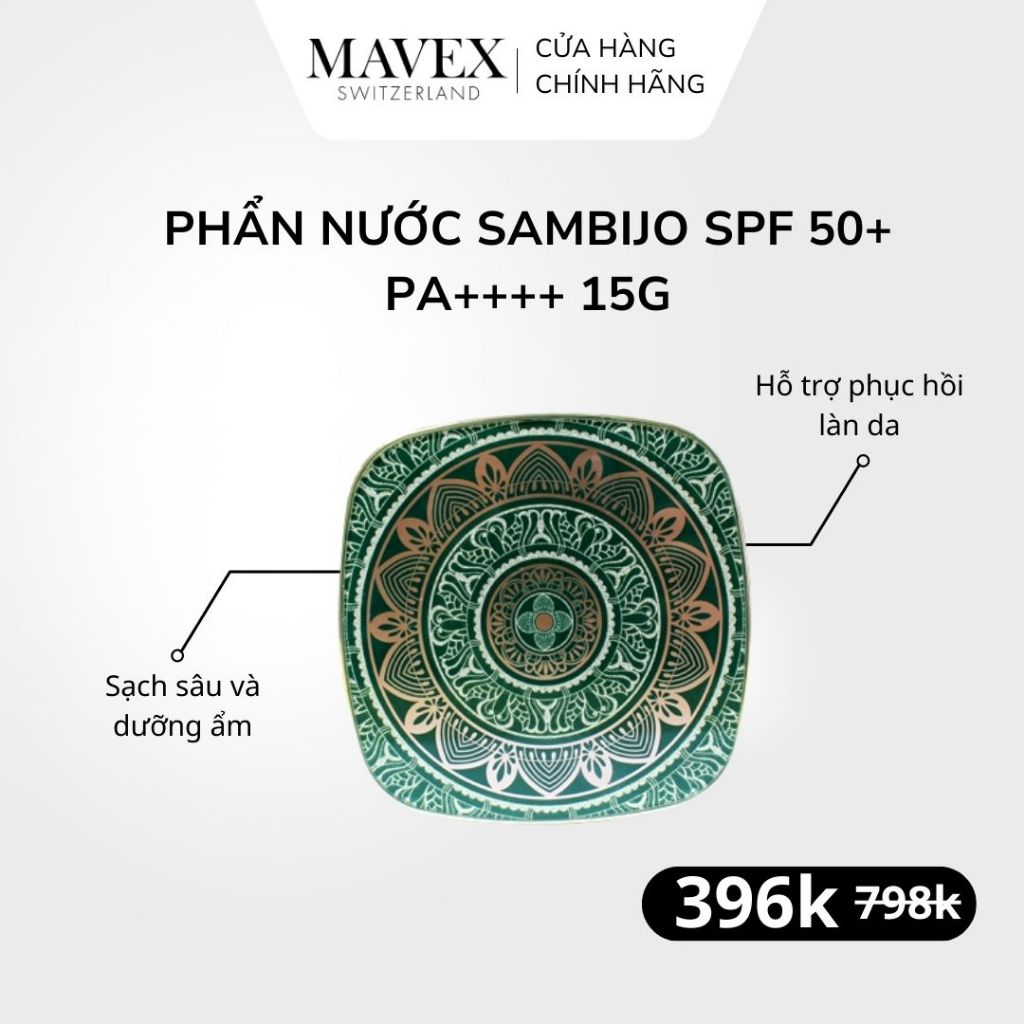 Phấn Nước Trang Điểm SAMBIJO Tinh Chất Caviar tone tự nhiên SPF50+/PA++++ 15g