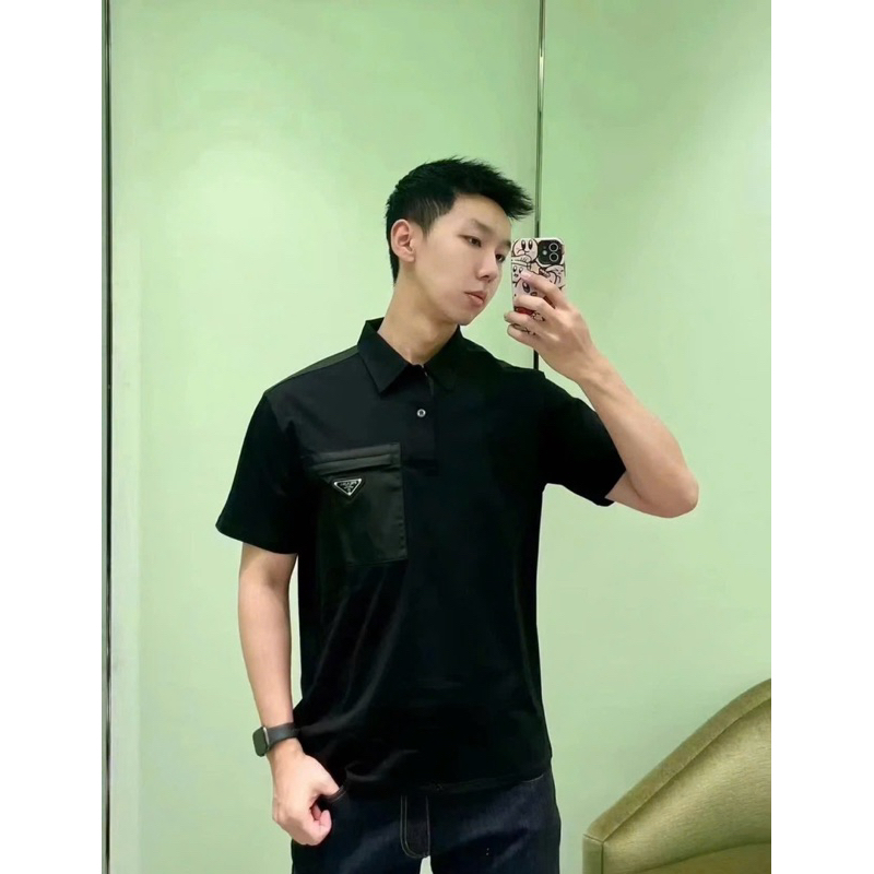 ⚡️[Hight Quality] Áo Cộc Tay Cổ Bẻ Polo Pra4 Stretch Re Nylon - Điểm Nhấn Logo Phối Túi Cao Cấp Street Wear Nam Nữ