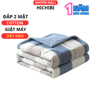 [BH 1 NĂM] Chăn mền cotton chần bông dùng 2 mặt giặt được máy giặt đắp thoáng mát 1.6x2m cao cấp