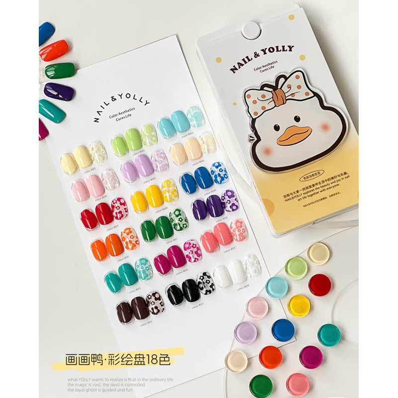 Nail&Yolly Set gel dậm 18 màu vịt vàng