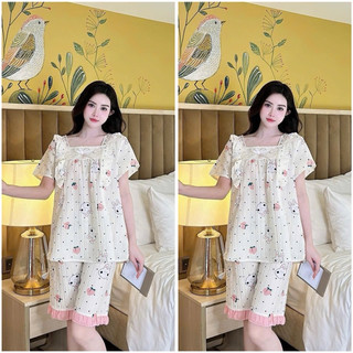 Bộ Bầu - bộ sau sinh - BỘ LỬNG ĐŨI GÂN HÌNH CỔ VUÔNG REN NƠ - 5 Màu, Tiện Lợi