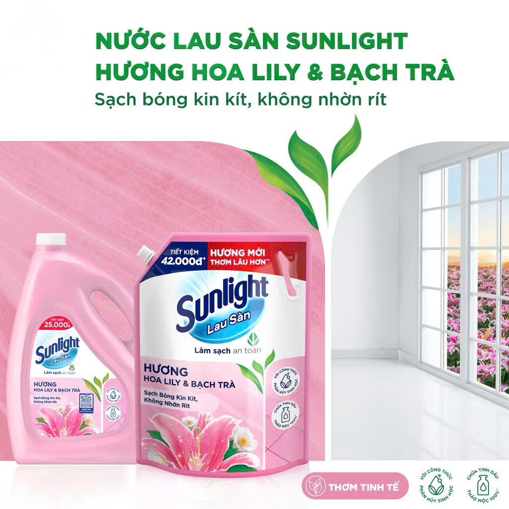 Nước Lau Sàn Sunlight Tinh Dầu Thảo Mộc Sạch Bóng - Túi 3,6 KG