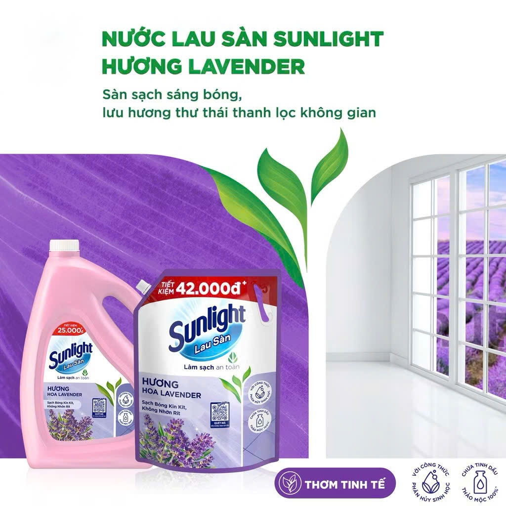 Nước Lau Sàn Sunlight Tinh Dầu Thảo Mộc Sạch Bóng - Túi 3,6 KG